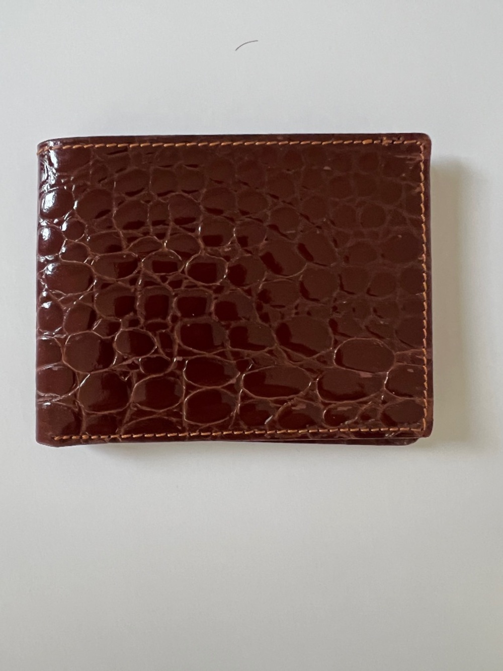 VTG Budd Leather Men’s Brown Croc/Alligator Embossed Leather Bifold Wallet Spain